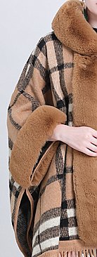 Warm Shawl Plaid Quality Cape Coat Wrap