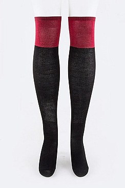 Pack of (6Pairs) 2Tone Knee High Fashion Boot Socks LA-WT146