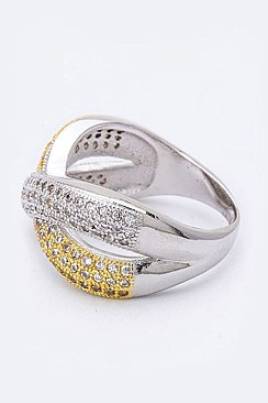 2 Tone Overlapped Cubic Zirconia Ring LACW1825