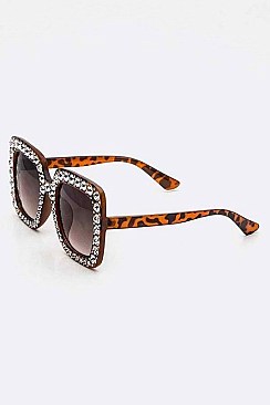 Pack of 12 Pieces Pave Crystal Fashion Square Sunglasses LA113-POP8016