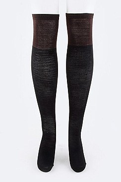 Pack of (6Pairs) 2Tone Knee High Fashion Boot Socks LA-WT146
