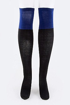 Pack of (6Pairs) 2Tone Knee High Fashion Boot Socks LA-WT146