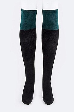 Pack of (6Pairs) 2Tone Knee High Fashion Boot Socks LA-WT146