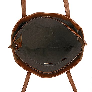 3 IN 1 CROC-OSTRICH SCARFED SATCHEL SET