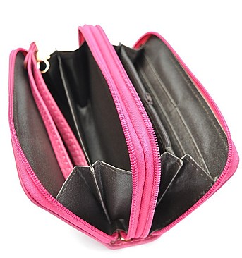 Double Zip Around Wristlet Wallet