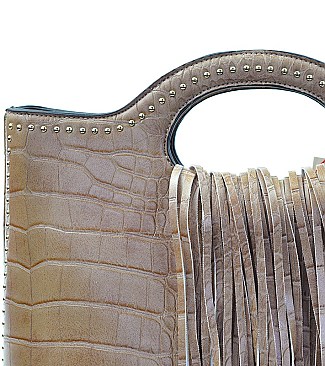 ALLIGATOR FRINGE SATCHEL