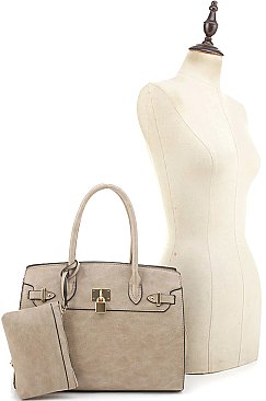 Padlock Accent 3 in 1 Twin Tote-Satchel Value Set