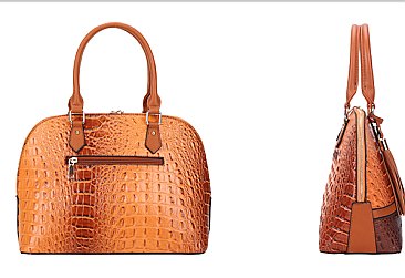 2-in-1 Crocodile Skin Dome Satchel Wallet Set