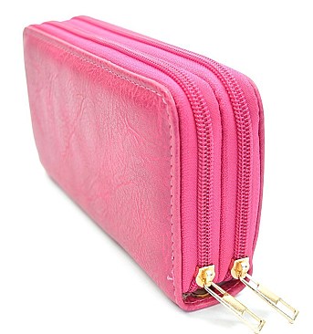 Double Zip Around Wristlet Wallet