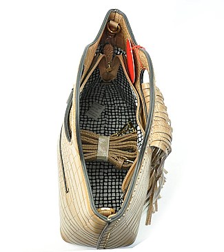 ALLIGATOR FRINGE SATCHEL