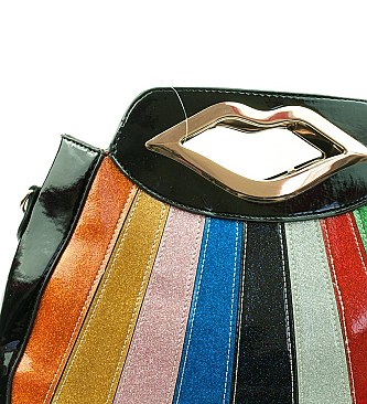 FANCY MULTI COLOR STRIPE SATCHEL BAG