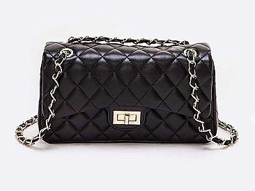 Lovely Quilted Classic Turn Lock Shoulder Bag