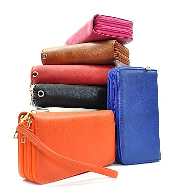 Double Zip Around Wristlet Wallet