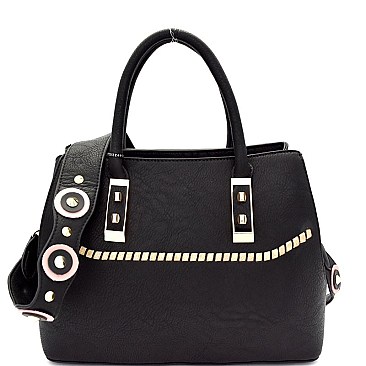 DT6327-LP Stud Strap Accent Whip stitched 2-Way Satchel