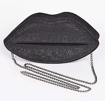 Iconic LIPS Form Crystal Pave Crossbody Bag