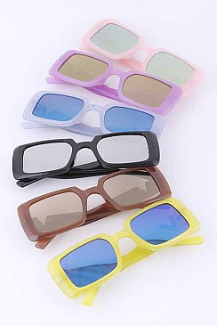 Pack of 12 MIRROR TINT SQUARE RETRO SUNGLASSES