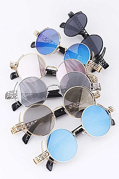 Pack of 12 Mirror Mix Tint Round Stylish Sunglasses