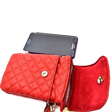 Quilted Compartment Cellphone Holder Cross Body  MH-E1000