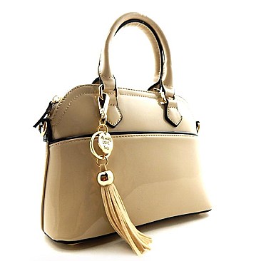 PATTENT TASSELED SMALL SIZE PYRAMID SATCHEL