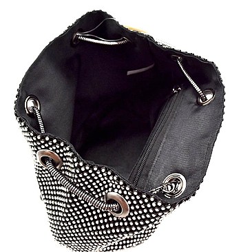 Allover Rhinestone Embellished Bucket Shoulder Bag E10325-LP