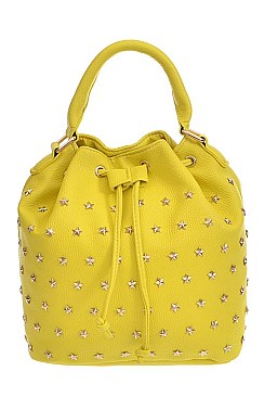 Chic Bucket Clutch With Star Studded