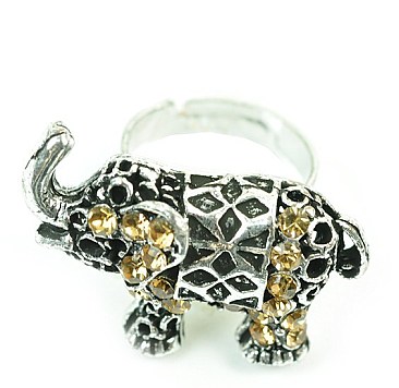 Elephant Crystal Stone Ring