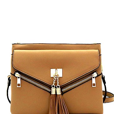 Tassel Accent Multi-Compartment Shoulder Bag MH-EM4174