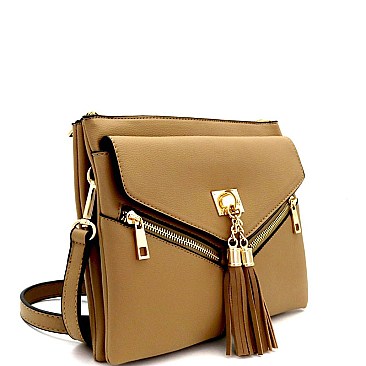 Tassel Accent Multi-Compartment Shoulder Bag MH-EM4174