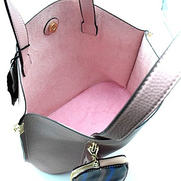 ES1004-LP Tassel and Colorful Coin Purse Accent 2 in 1 Tote