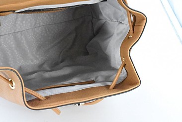 ES1216-LP Metal Handle Accent Drawstring Backpack