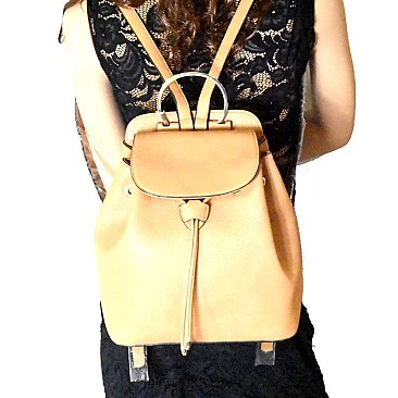 ES1216-LP Metal Handle Accent Drawstring Backpack