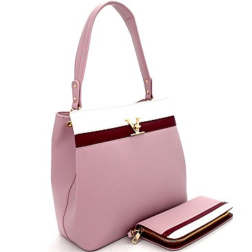 Color Block Single Strap Hobo Wallet SET