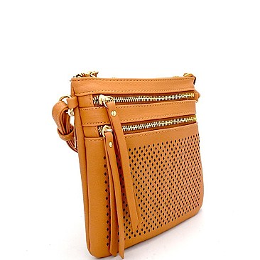 ES2223-LP Laser-cut Detail Multi Pocket Organizer Fashion Cross Body