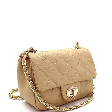 Elegant Quilted Turn-Lock Chain Cross Body Shoulder Bag MH-ES2242A