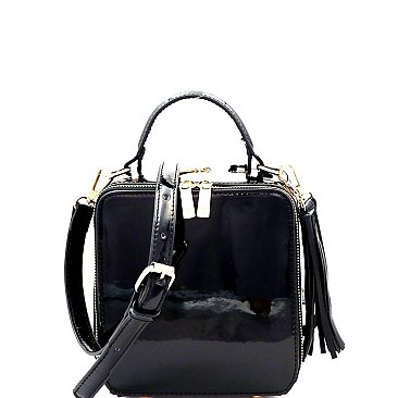 Tassel Accent Patent Boxy Shoulder Bag MH-ES2362