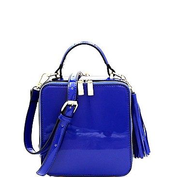 Tassel Accent Patent Boxy Shoulder Bag MH-ES2362