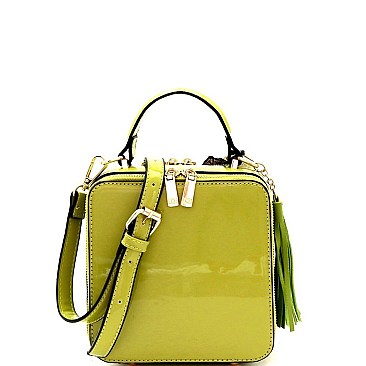 Tassel Accent Patent Boxy Shoulder Bag MH-ES2362