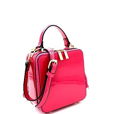 Tassel Accent Patent Boxy Shoulder Bag MH-ES2362