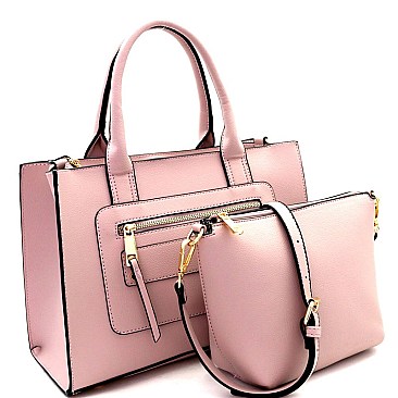 Front Zip Pocket Accent 2 in 1 Tote SET MH-ES3078