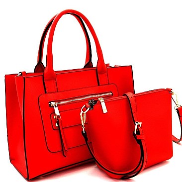 Front Zip Pocket Accent 2 in 1 Tote SET MH-ES3078