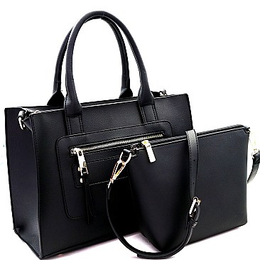 Front Zip Pocket Accent 2 in 1 Tote SET MH-ES3078
