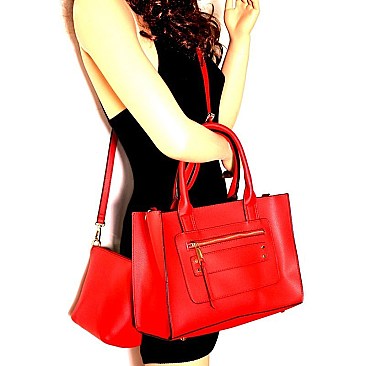 Front Zip Pocket Accent 2 in 1 Tote SET MH-ES3078