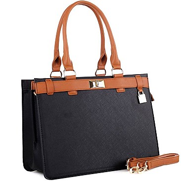 3 COMPARTMENT SAFFIANO SATCHEL