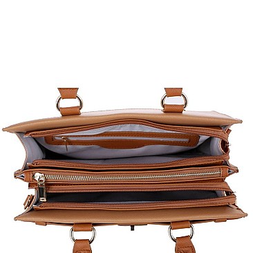 3 COMPARTMENT SAFFIANO SATCHEL