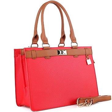 3 COMPARTMENT SAFFIANO SATCHEL
