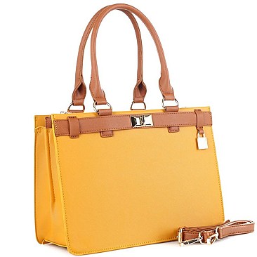 3 COMPARTMENT SAFFIANO SATCHEL