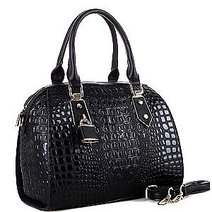 Crocodile Patent Padlock Accent 2-Way Bag