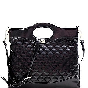 Two-Tone Handle Accent Quilted 2-Way Bag