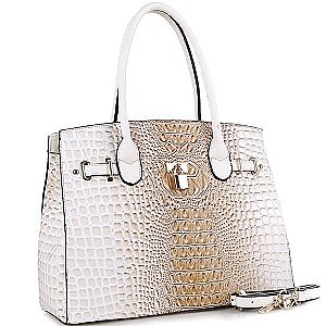 Croc Leatherette with Padlock Large 2Way Bag