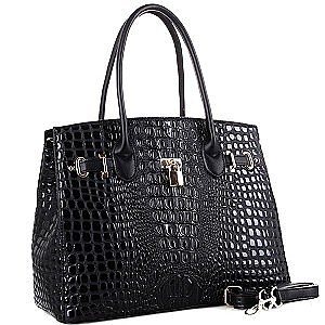 Croc Leatherette with Padlock Large 2Way Bag